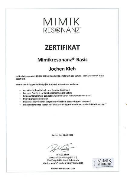 Mimikresonanz Basic, Eilert-Akademie